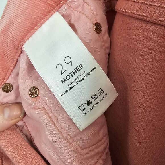 MOTHER Hopscotch Pink Looker Ankle Chew Corduroy Denim High Rise Skinny Jeans 29 - Picture 6 of 9